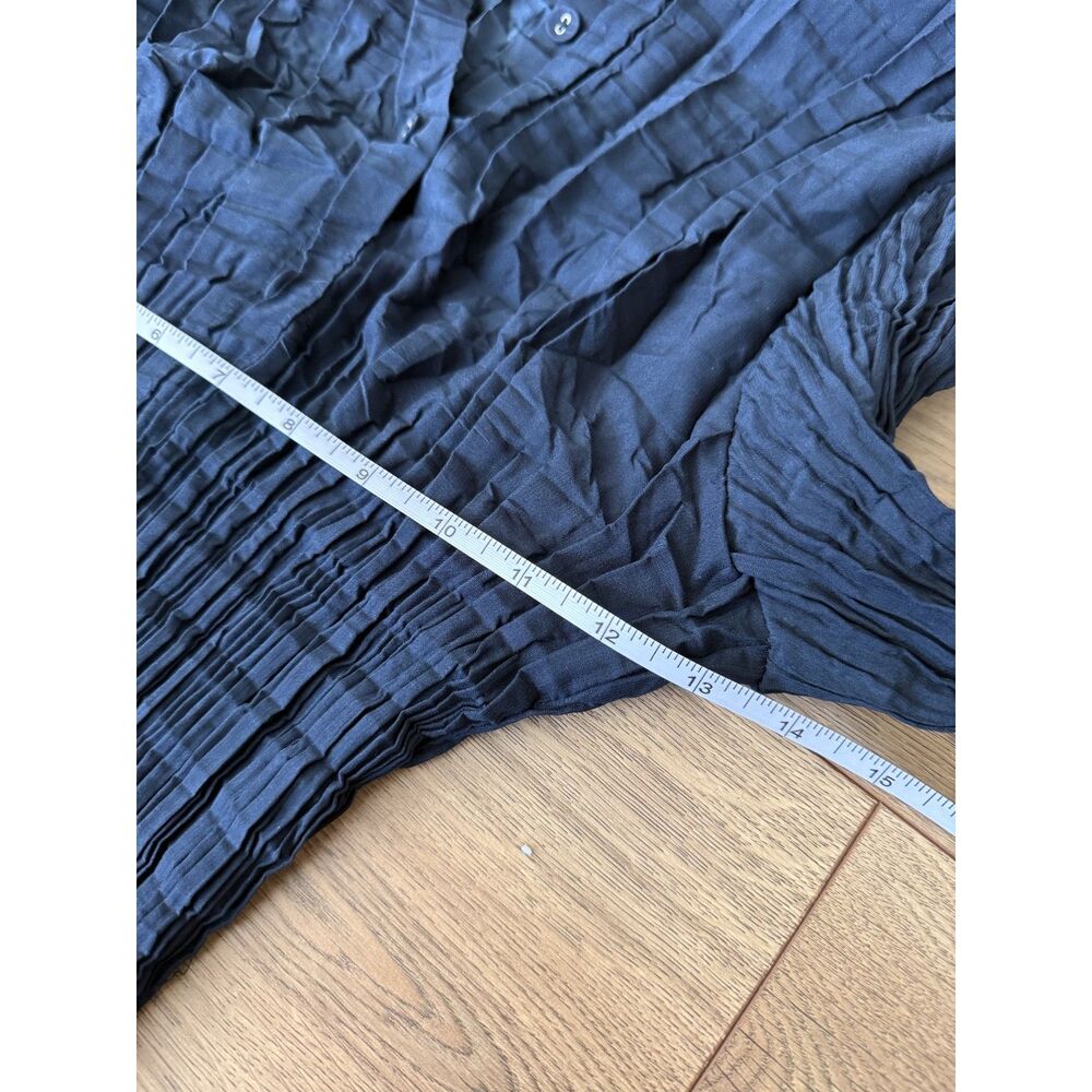 ALQUEMA 1 Scrunch Nehru Smash Navy Blue Button Dress Crinkle Midnight Stretchy - Picture 7 of 8